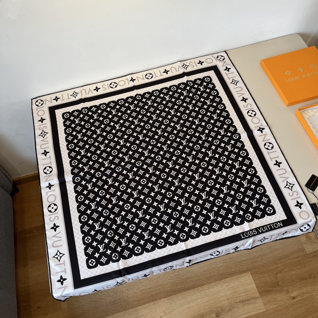 LV Designers Women Silk Fashion Square Scarves Miniature Monogram Pattern Background Luxe Shawl Silk Unisex Scarf With Box