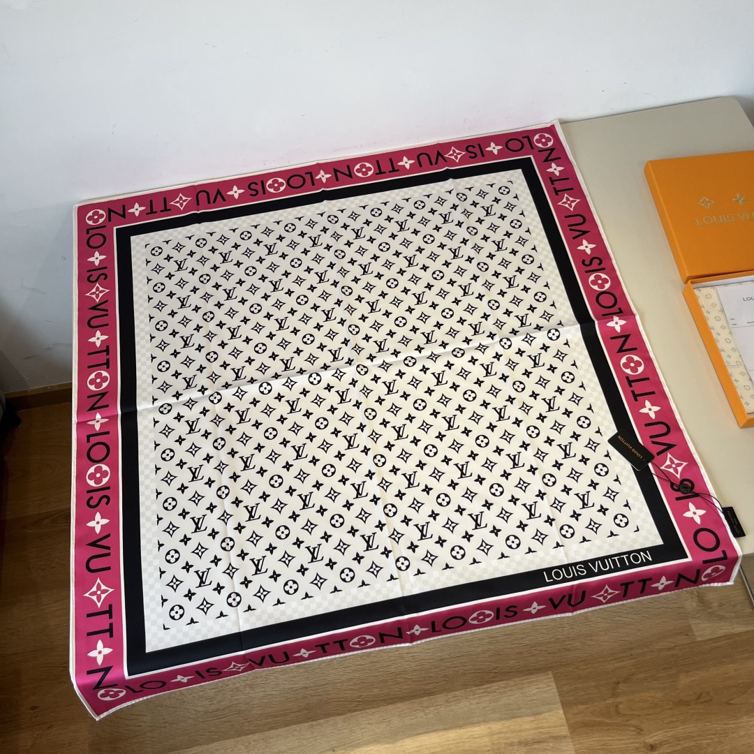 LV Designers Women Silk Fashion Square Scarves Miniature Monogram Pattern Background Luxe Shawl Silk Unisex Scarf With Box