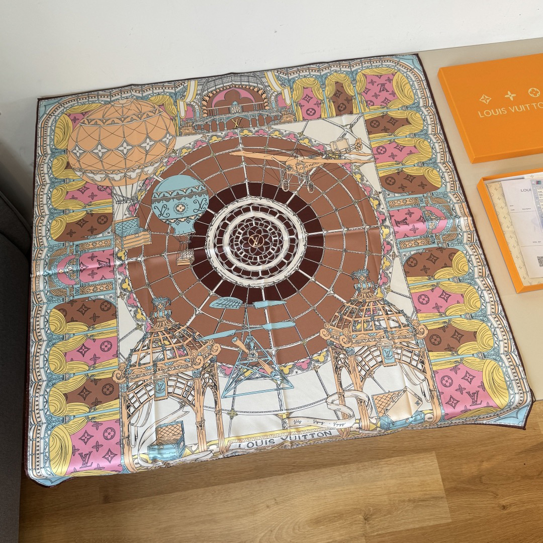 LV Designer Silk Scarf For Women Luxurious Scarf High End Classic Print Pattern Designer Shawl Scarves New Gift Easy To Match Soft Touch Fringed Edges With Box