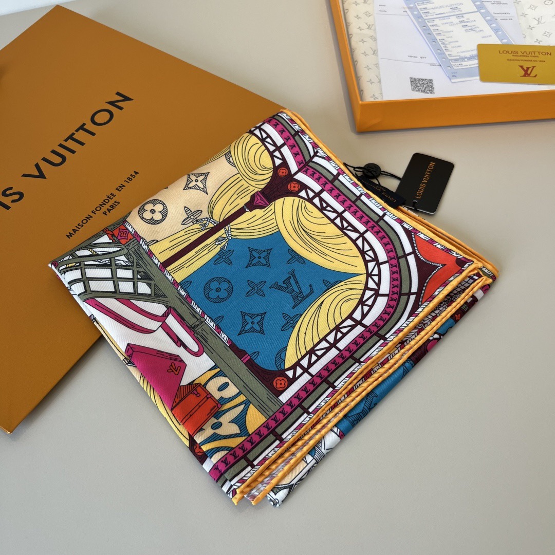 LV Designer Silk Scarf For Women Luxurious Scarf High End Classic Print Pattern Designer Shawl Scarves New Gift Easy To Match Soft Touch Fringed Edges With Box
