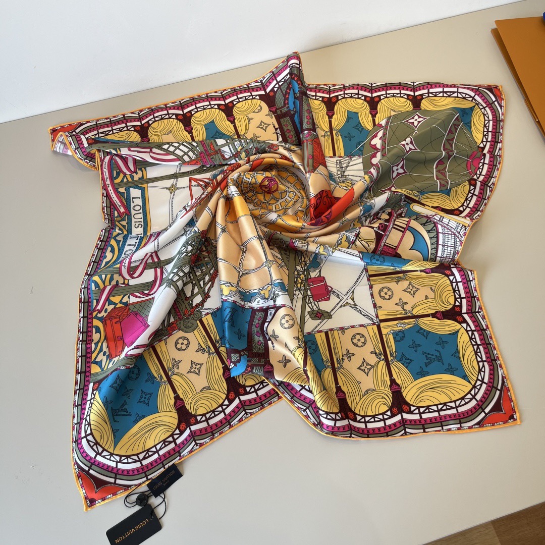 LV Designer Silk Scarf For Women Luxurious Scarf High End Classic Print Pattern Designer Shawl Scarves New Gift Easy To Match Soft Touch Fringed Edges With Box