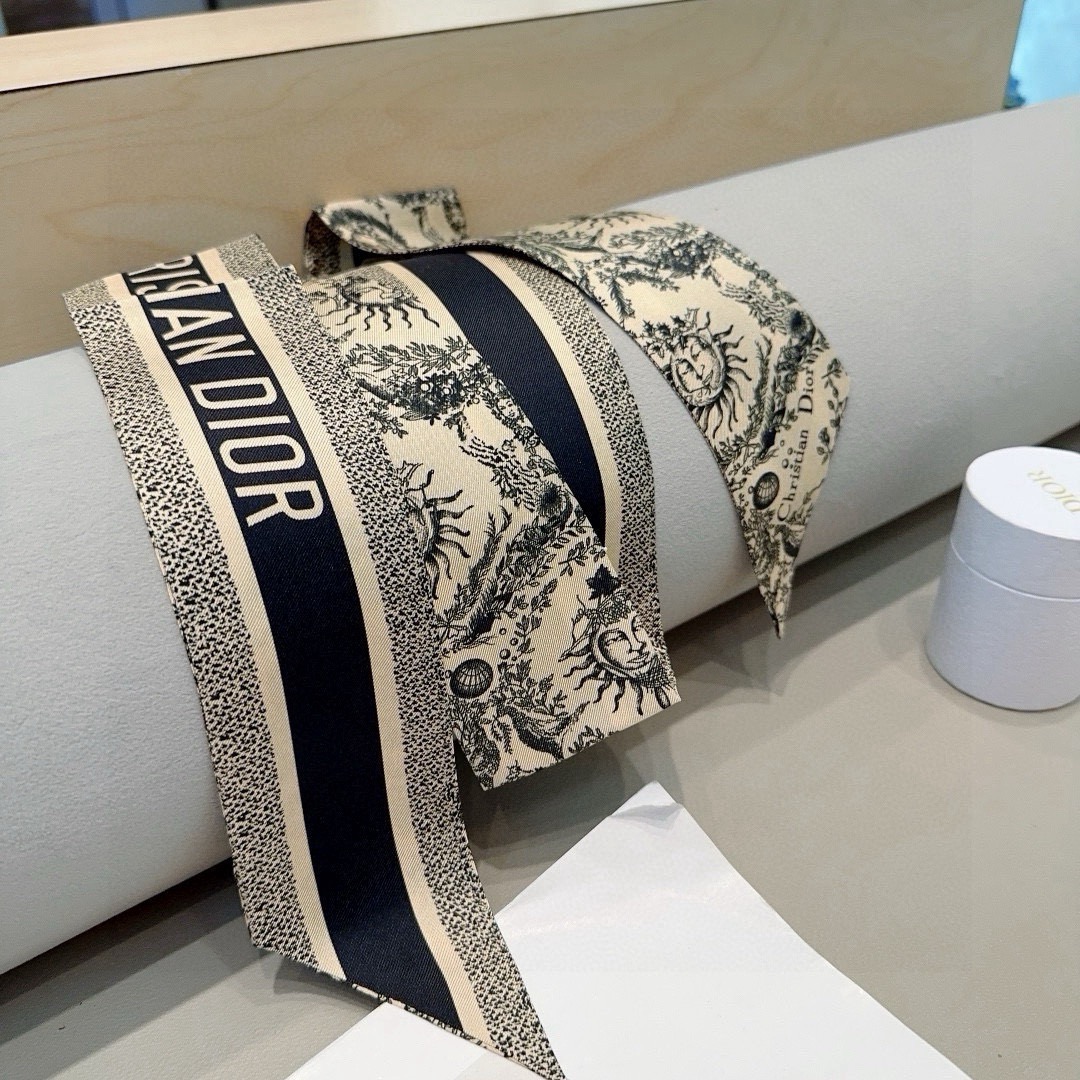 Dior Womens Fashion Silk Scarf Designer Scarves Letter Printed Bag Scarfs Hair Thin Scarves Neck Tie Womens Scarves Luxury Headband Long Handle Bag Accessories With Box