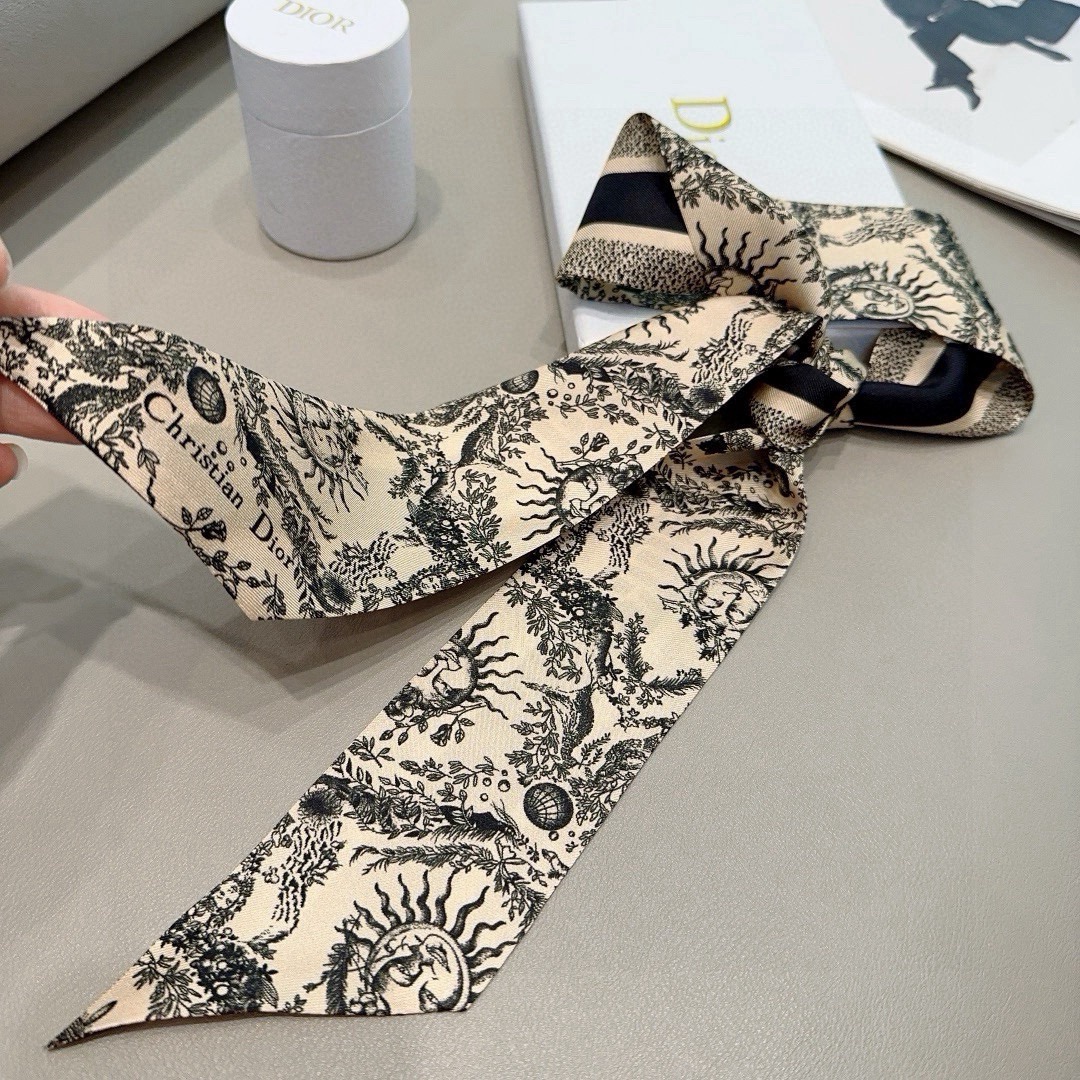 Dior Womens Fashion Silk Scarf Designer Scarves Letter Printed Bag Scarfs Hair Thin Scarves Neck Tie Womens Scarves Luxury Headband Long Handle Bag Accessories With Box
