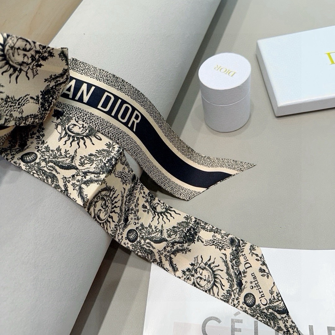 Dior Womens Fashion Silk Scarf Designer Scarves Letter Printed Bag Scarfs Hair Thin Scarves Neck Tie Womens Scarves Luxury Headband Long Handle Bag Accessories With Box