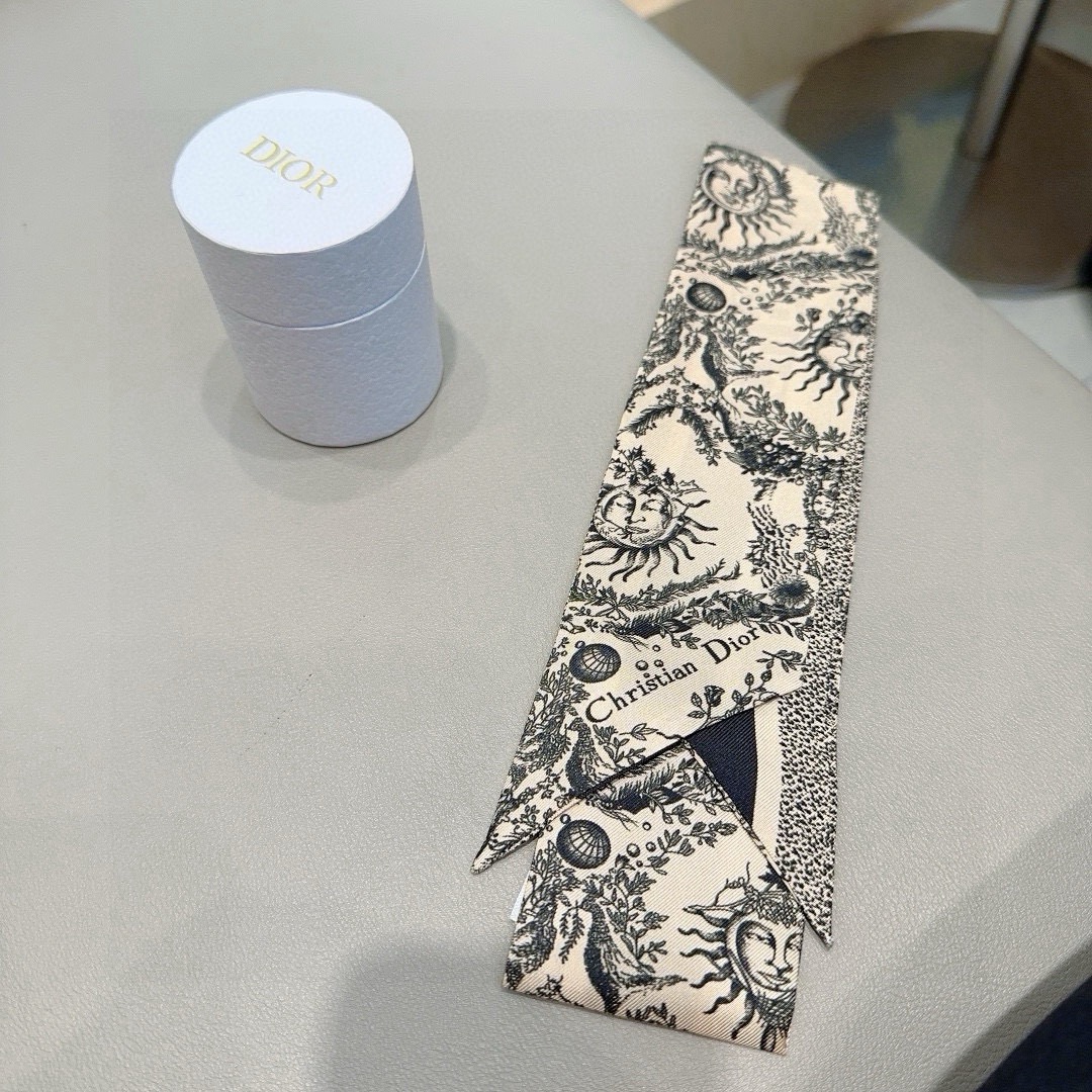 Dior Womens Fashion Silk Scarf Designer Scarves Letter Printed Bag Scarfs Hair Thin Scarves Neck Tie Womens Scarves Luxury Headband Long Handle Bag Accessories With Box