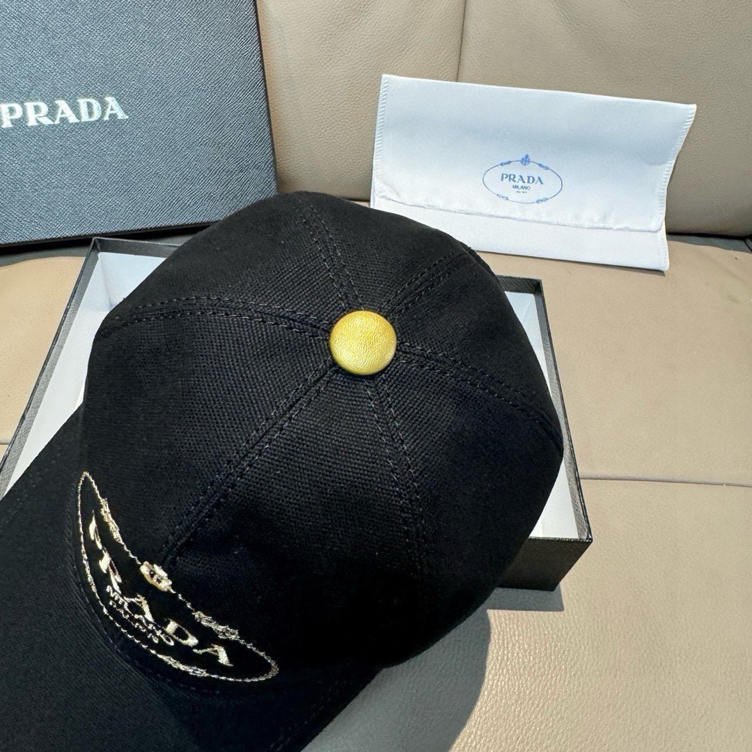 Prada Luxury Designer Fashion Golden Thread Embroidery Baseball Cap Men And Women Sports Street Caps Forward Caps Sun Prevent Baseball Cap Outdoor Hat For Men Casquette Adjustable To Fit Hats With Box