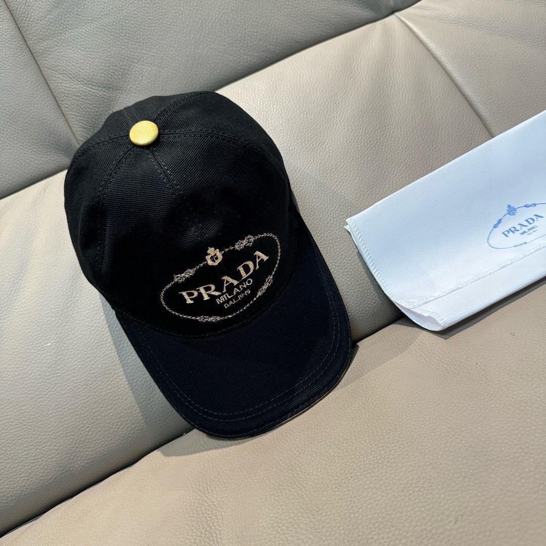 Prada Luxury Designer Fashion Golden Thread Embroidery Baseball Cap Men And Women Sports Street Caps Forward Caps Sun Prevent Baseball Cap Outdoor Hat For Men Casquette Adjustable To Fit Hats With Box