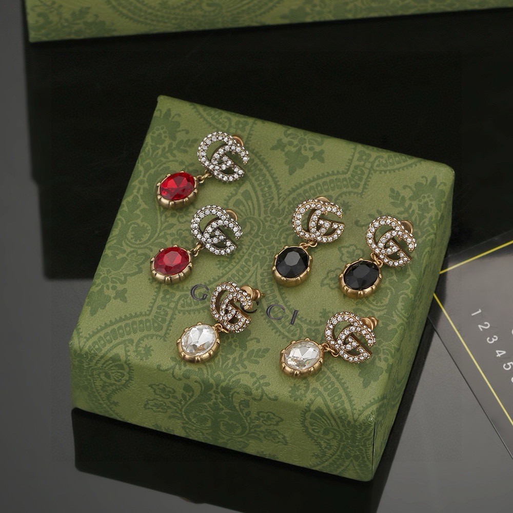 Gucci Top Quality Earrings Fashion Stud Earrings Woman Designer Personalized Colored Diamond Full Diamond Long Earrings Women Wedding Gifts Jewelry Valentines Day Christmas Birthday Gift