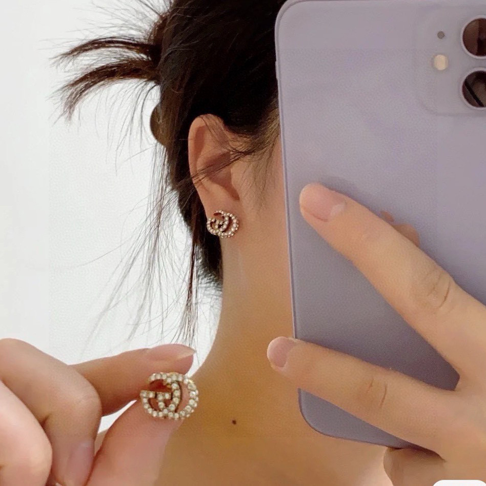 Gucci Top Quality Earrings Fashion Stud Earrings Woman Designer Personalized Diamond Full Diamond Long Earrings Women Wedding Gifts Jewelry Valentines Day Christmas Birthday Gift