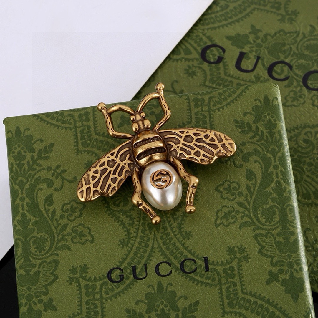 Gucci Luxury Women Men Bee Designer Brooches Inlay Pearl Jewelry Metal Brooch Charm Pearl Pin Marry Christmas Party Gift Accessorie
