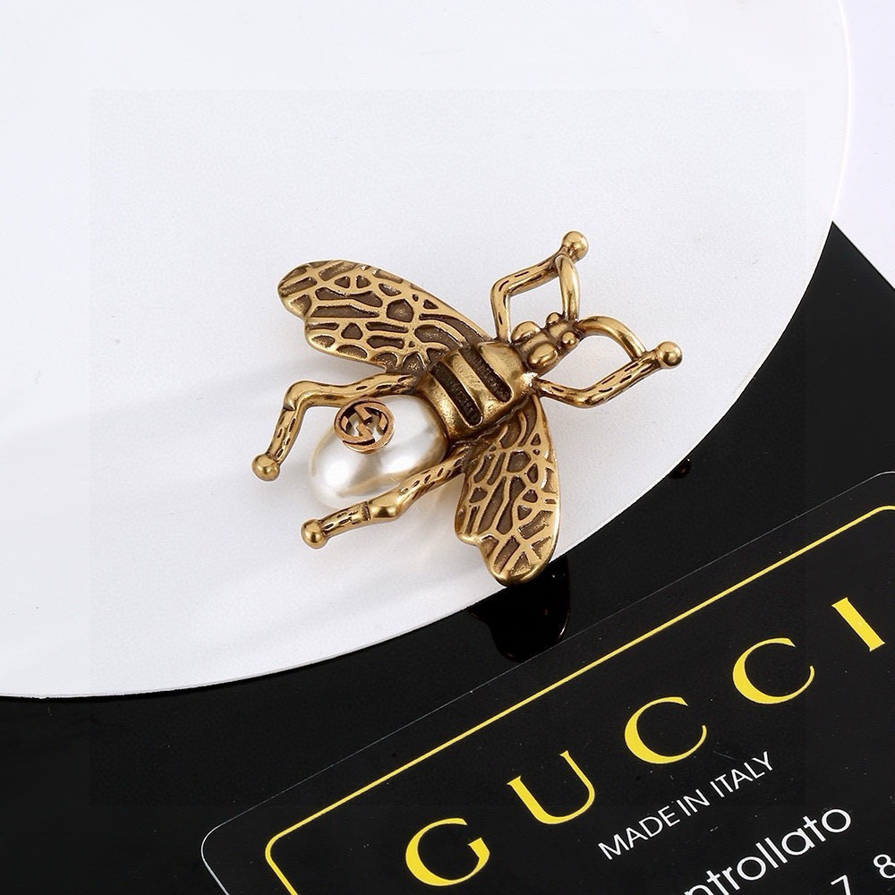 Gucci Luxury Women Men Bee Designer Brooches Inlay Pearl Jewelry Metal Brooch Charm Pearl Pin Marry Christmas Party Gift Accessorie