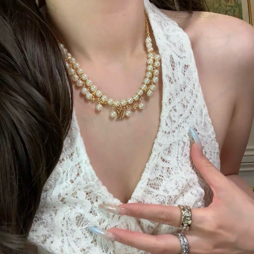 LV Luxury Necklace Elegant Necklaces Designer Pearl Multi Accessory Tassel Necklace Women Top Quality Pendant Fashion Jewellery Designer For Women Gifts For Her Valentines Day Christmas Birthday Gift