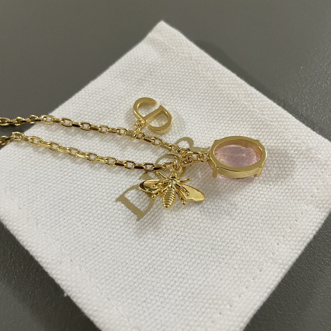 Dior Luxury Necklace Elegant Necklaces Designer Bee Pink Diamond CD Necklace Women Top Quality Pendant Fashion Jewellery Designer For Women Gifts For Her Valentines Day Christmas Birthday Gift