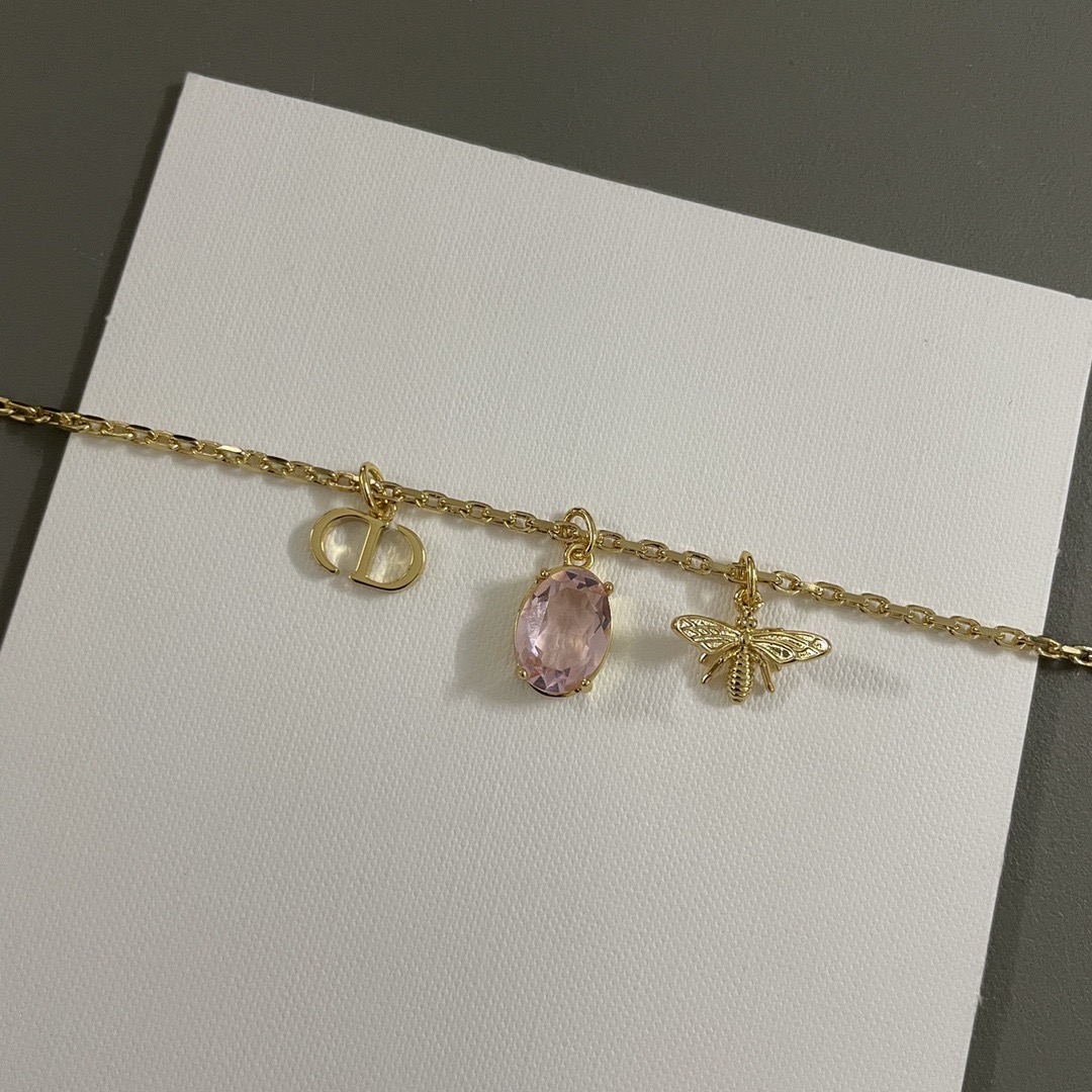 Dior Luxury Necklace Elegant Necklaces Designer Bee Pink Diamond CD Necklace Women Top Quality Pendant Fashion Jewellery Designer For Women Gifts For Her Valentines Day Christmas Birthday Gift
