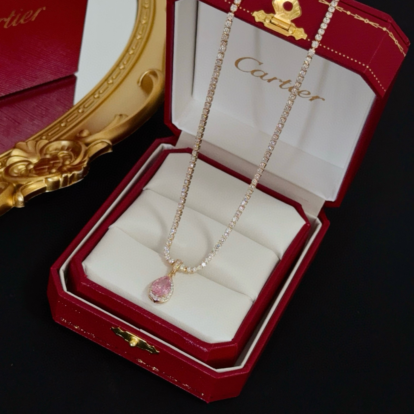 Cartier Luxury Necklace Elegant Necklaces Designer Diamond Inlaid Pink Diamond Necklace Women Top Quality Pendant Fashion Jewellery Designer For Women Gifts For Her Valentines Day Christmas Birthday Gift