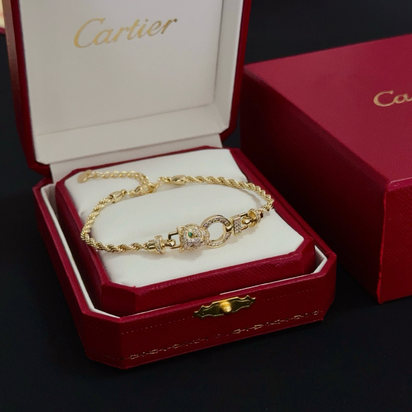 Cartier Designer Leopard Head Diamond Chain Bracelet High Quality Bracelet Fashionable Luxury Jewelry For Women's Men Classic Luxury Wedding Party Accessories Valentines Day Christmas Birthday Gift
