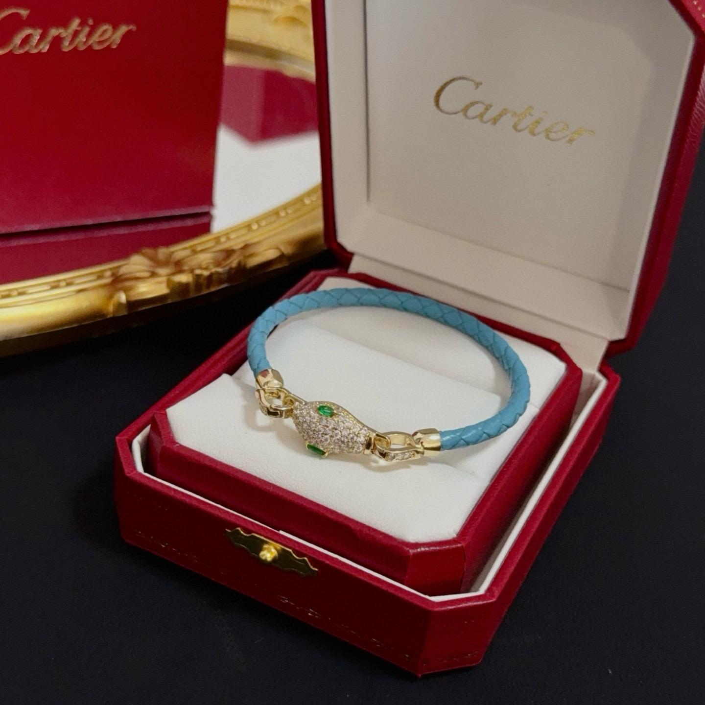 Cartier Designer Snakehead Diamond Studded Leather Rope Bracelet High Quality Bracelet Fashionable Luxury Jewelry For Women's Men Classic Luxury Wedding Party Accessories Valentines Day Christmas Birthday Gift