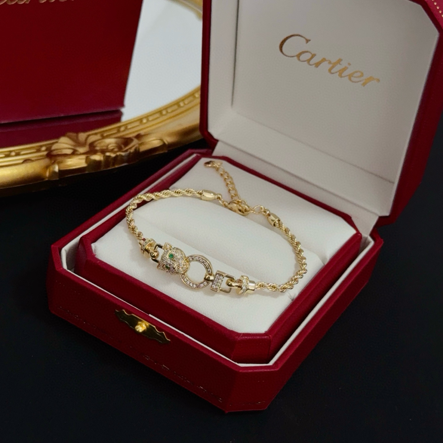 Cartier Designer Leopard Head Diamond Chain Bracelet High Quality Bracelet Fashionable Luxury Jewelry For Women's Men Classic Luxury Wedding Party Accessories Valentines Day Christmas Birthday Gift