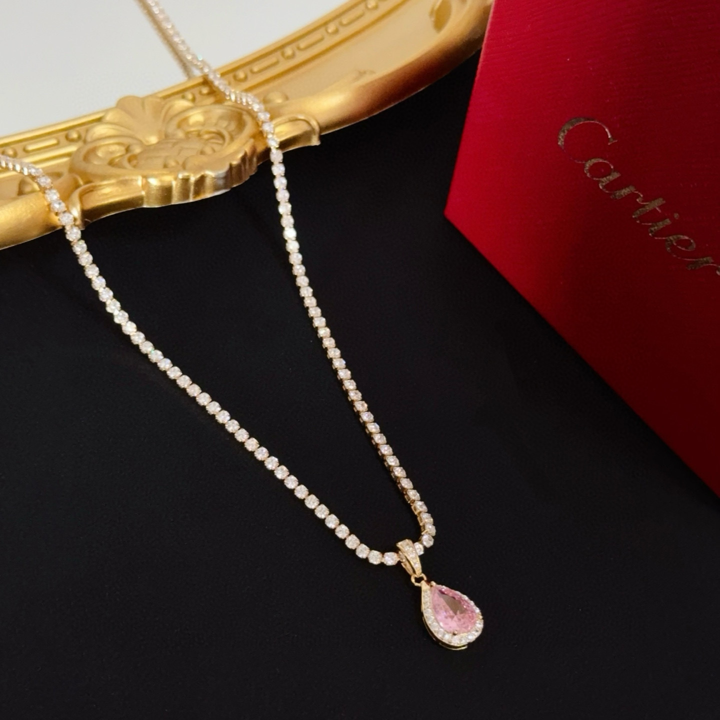 Cartier Luxury Necklace Elegant Necklaces Designer Diamond Inlaid Pink Diamond Necklace Women Top Quality Pendant Fashion Jewellery Designer For Women Gifts For Her Valentines Day Christmas Birthday Gift