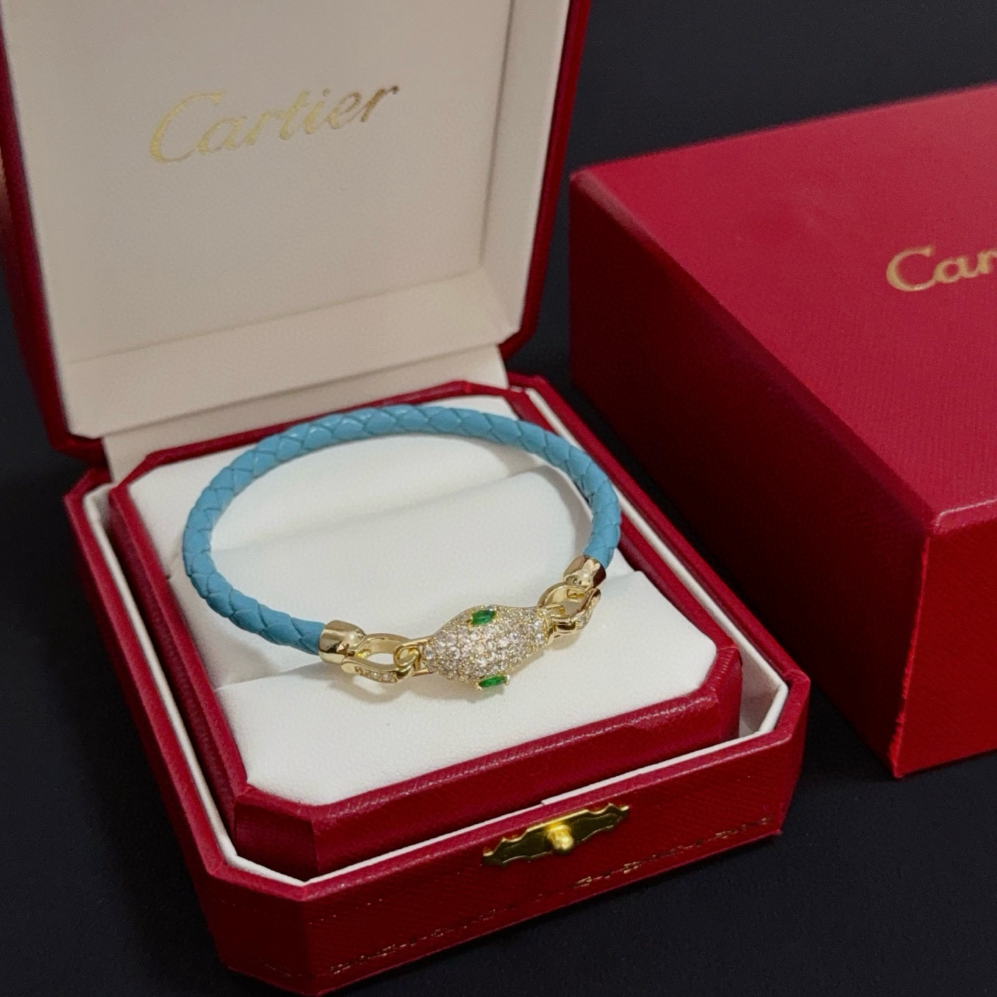 Cartier Designer Snakehead Diamond Studded Leather Rope Bracelet High Quality Bracelet Fashionable Luxury Jewelry For Women's Men Classic Luxury Wedding Party Accessories Valentines Day Christmas Birthday Gift