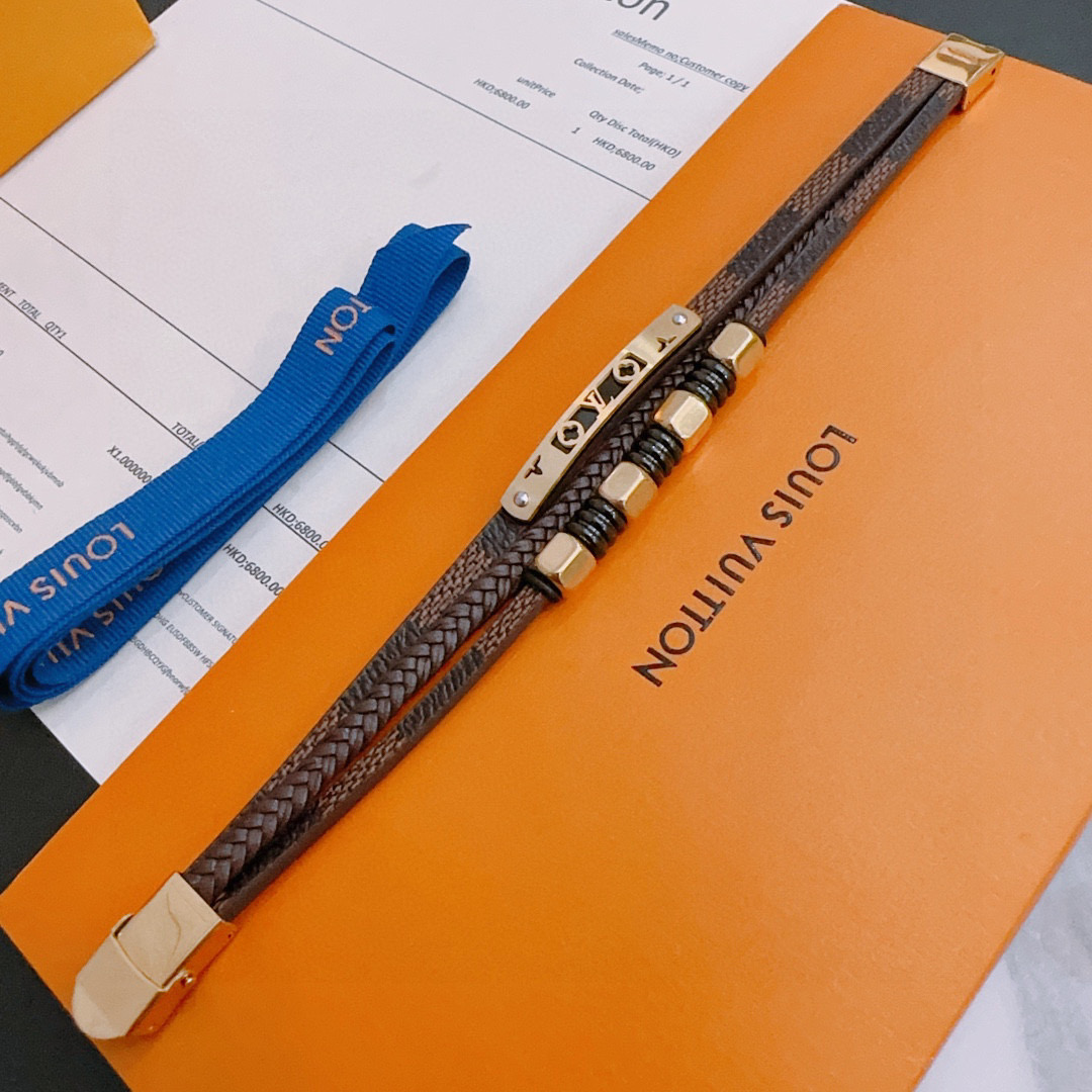 LV Designer Cowhide Hand Rope Chain Bracelet High Quality Bracelet Fashionable Luxury Jewelry For Women's Men Classic Luxury Wedding Party Accessories Valentines Day Christmas Birthday Gift