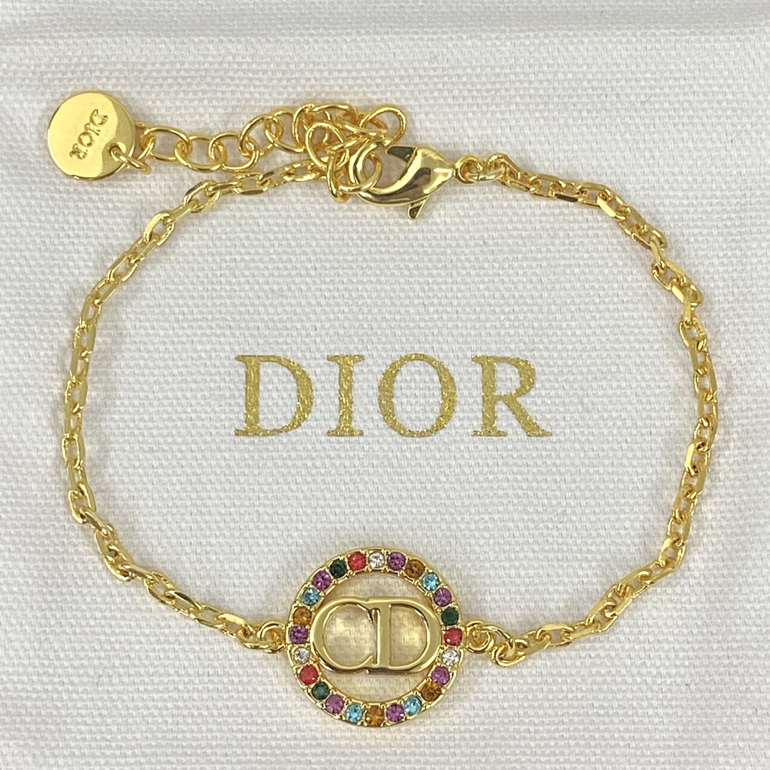 Dior Designer Colorful Diamond Circular Chain Bracelet High Quality Bracelet Fashionable Luxury Jewelry For Women's Classic Luxury Wedding Party Accessories Valentines Day Christmas Birthday Gift