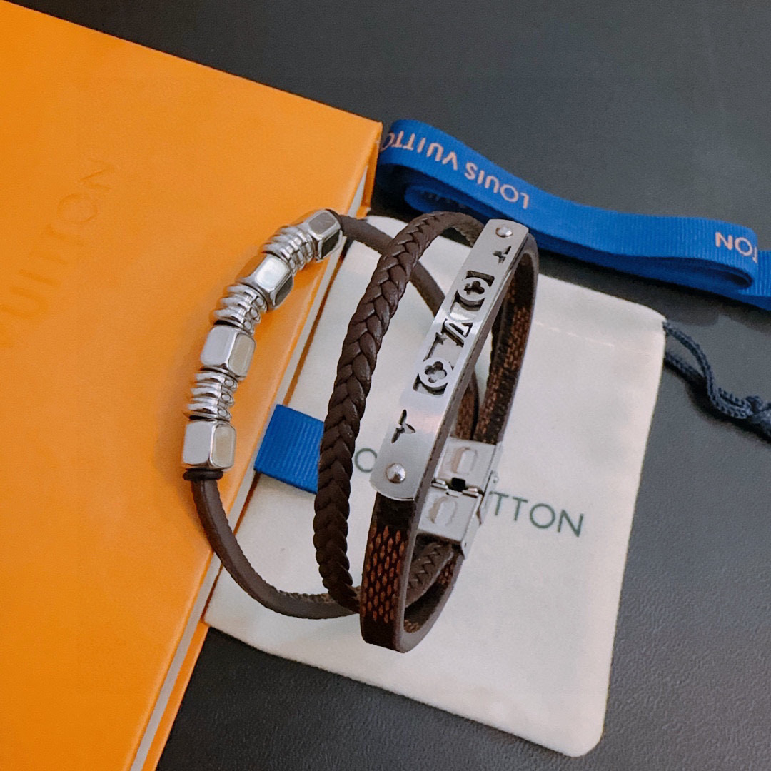 LV Designer Cowhide Hand Rope Chain Bracelet High Quality Bracelet Fashionable Luxury Jewelry For Women's Men Classic Luxury Wedding Party Accessories Valentines Day Christmas Birthday Gift