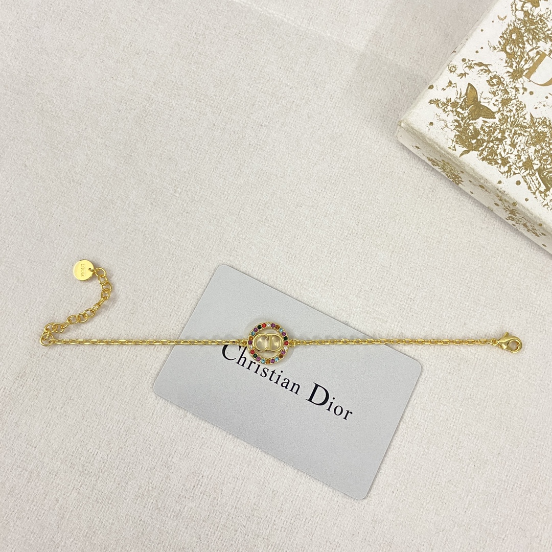 Dior Designer Colorful Diamond Circular Chain Bracelet High Quality Bracelet Fashionable Luxury Jewelry For Women's Classic Luxury Wedding Party Accessories Valentines Day Christmas Birthday Gift