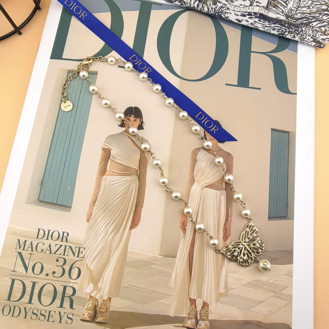 Dior Luxury Pearl Necklace Pearl Elegant Necklaces Designer Necklace Women Top Quality Butterfly Pendant Fashion Jewellery Designer For Women Gifts For Her Valentines Day Christmas Birthday Gift
