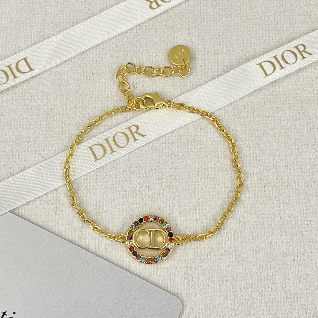 Dior Designer Colorful Diamond Circular Chain Bracelet High Quality Bracelet Fashionable Luxury Jewelry For Women's Classic Luxury Wedding Party Accessories Valentines Day Christmas Birthday Gift