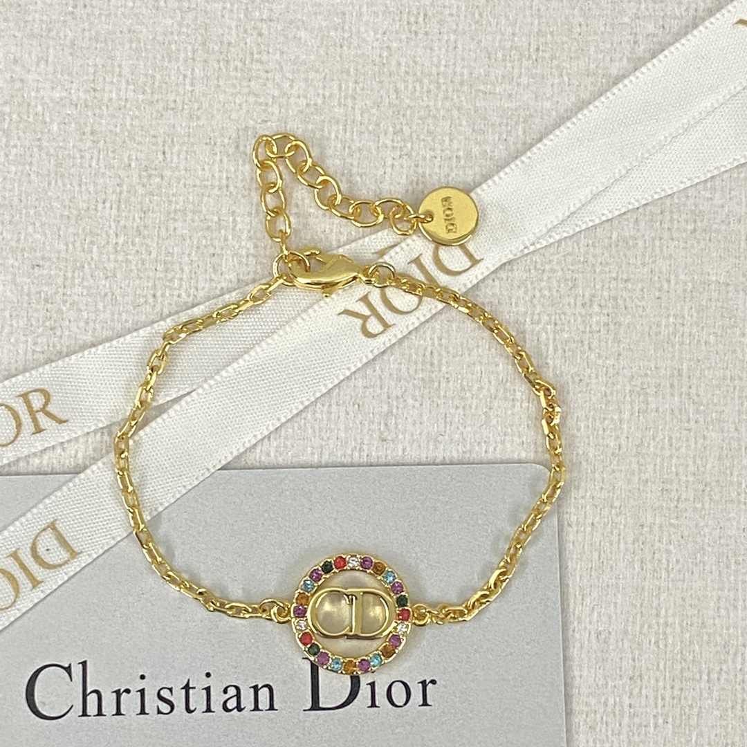 Dior Designer Colorful Diamond Circular Chain Bracelet High Quality Bracelet Fashionable Luxury Jewelry For Women's Classic Luxury Wedding Party Accessories Valentines Day Christmas Birthday Gift