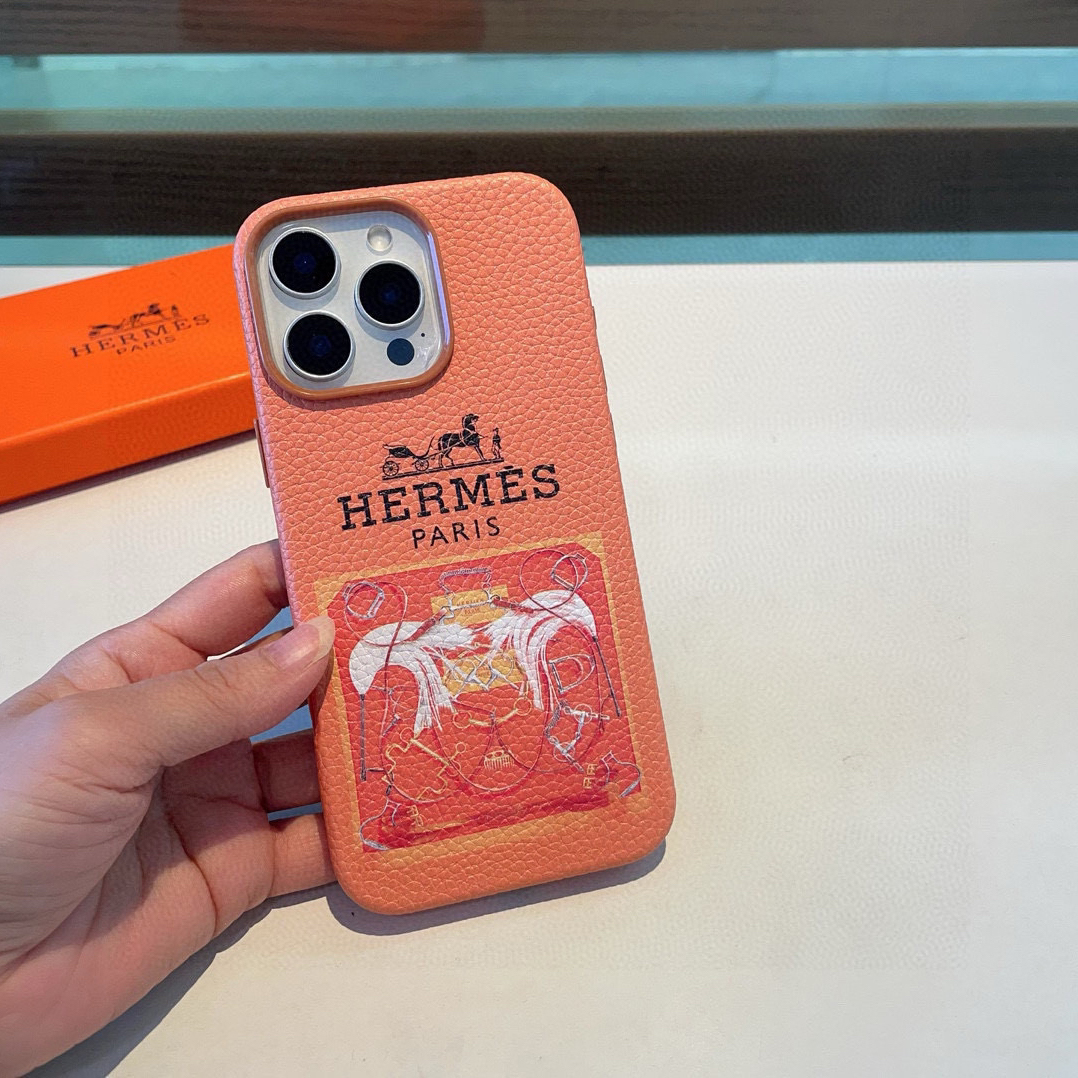 Hermes Designers Litchi Stria Phone Cases Fashion Print Pattern Classic Back Cover Designer Case Luxury Mobile Shel For Iphone:14 15 16 17 Iphone 14 15 16 17 Pro Iphone 14 15 16 17  Pro Max