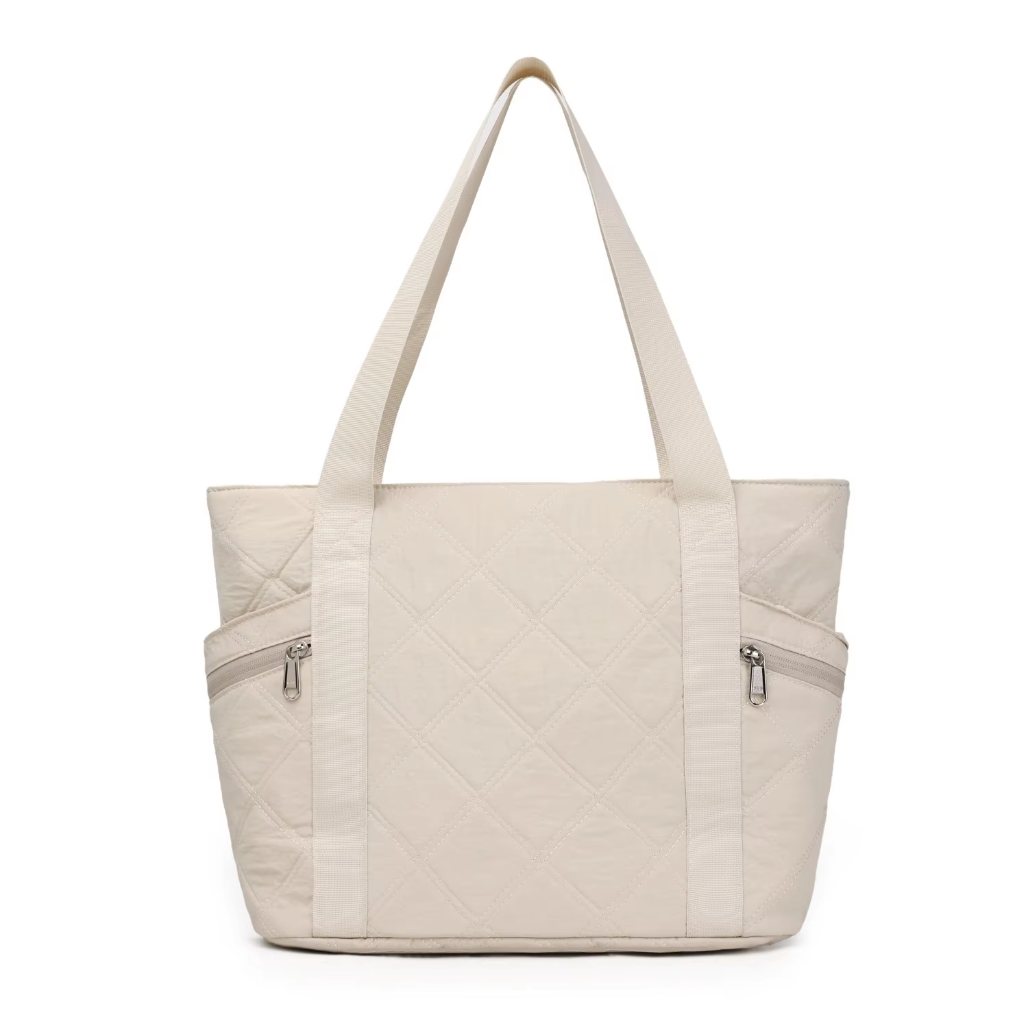 Large Capacity Casual Tote Travel Bag With Diamond Grid Luxury Polyester Shoulder Handbag