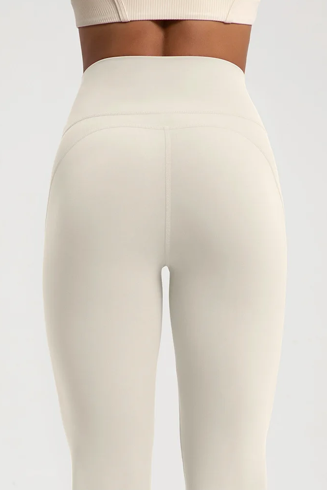 Naked High Waisted Waist Cinching Hip Lifting Fitness Exercise Elastic Bell Bottom Pants Women Casual Outdoor Running Yoga Pants