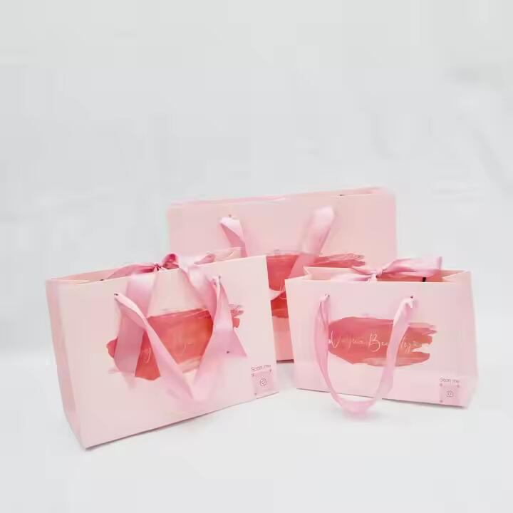 Wholesale Ribbon Handle Packaging Bag Retail Jewelry Luxury Wedding Boutique Small Gift Paper Bag for Small Business with Logo