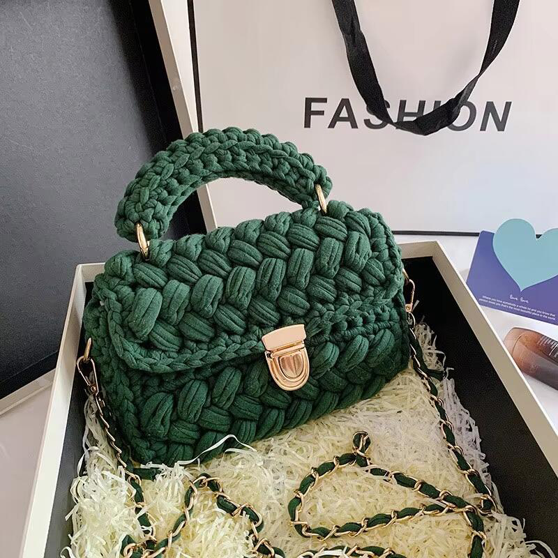 Fashion Handbags Stars With The Same Paragraph Hand-Woven Bag Ins Net Red Cloth Bag