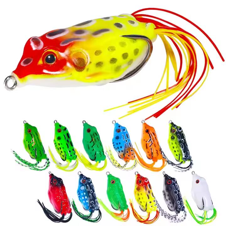Wholesale 6.3cm 12.4g Artificial Soft Baits Topwater Frog Fishing Lures with Skirts