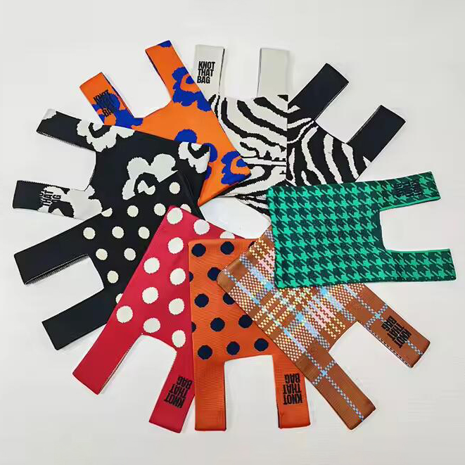 Mini Purse Custom Kids Tote Handbags Polyester Knitted Shoulder Bag Floral Beach Tote Bags for Women