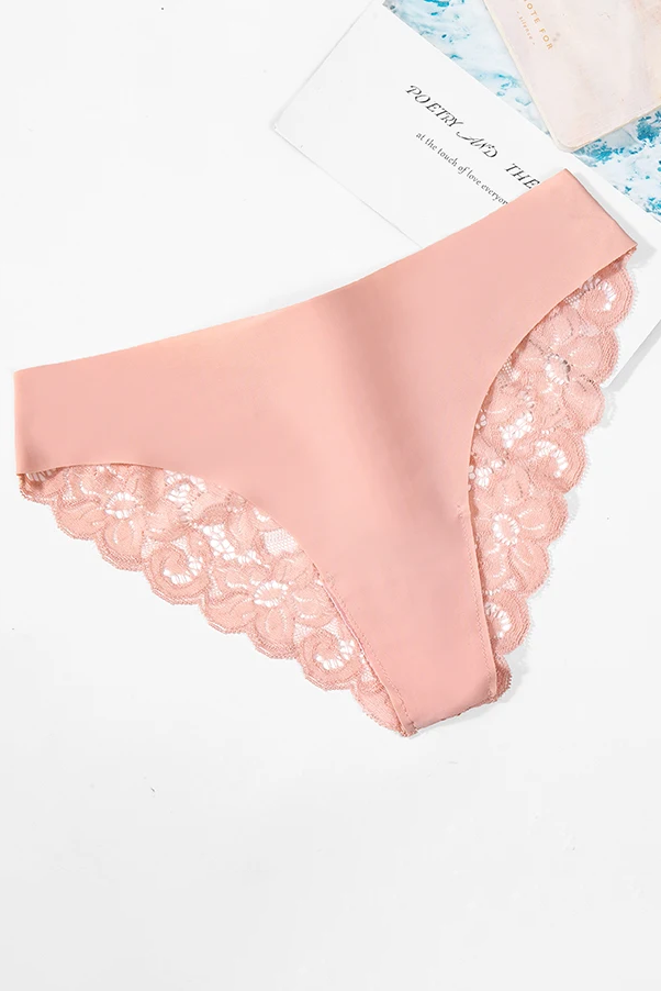 3PCS Women's Panties Set Sweet Lace Female Underwear Hollow Out Sexy Lingerie Soft Silk Satin Briefs Cozy Woman Underpants