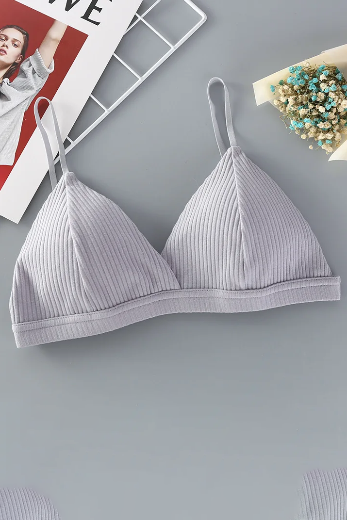 Women's Cotton Push-Up Bralette Solid Color Bras Seamless Wire-Free Brassiere Sexy Lingerie Simple Underwear for Female Girls