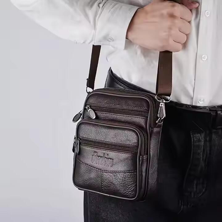 Men Genuine Leather Crossbody Bag Business Messenger Side Shoulder Bag Casual for Men Gifts