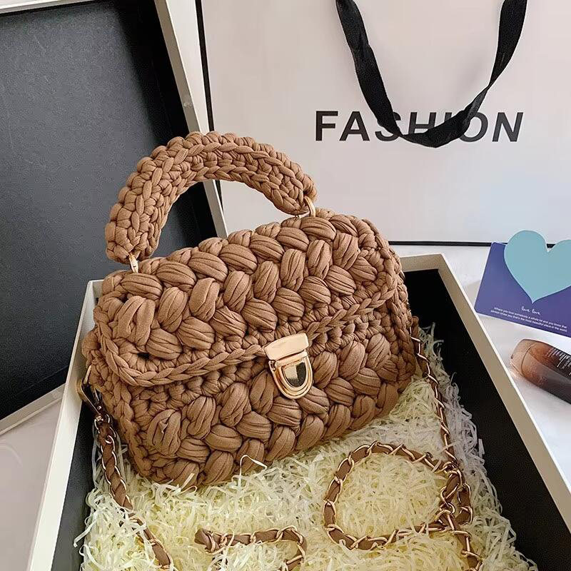 Fashion Handbags Stars With The Same Paragraph Hand-Woven Bag Ins Net Red Cloth Bag