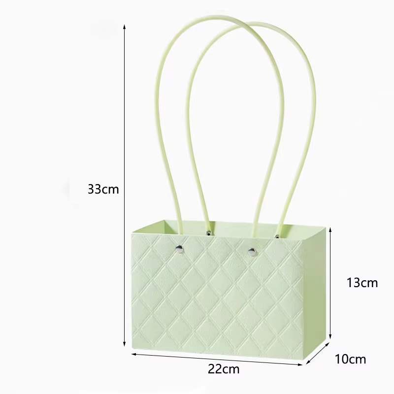 Rectangle Handbag Surface Rhomboid Embossing Waterproof Floral Bouquet Packaging Box Fresh Flower Paper Bag