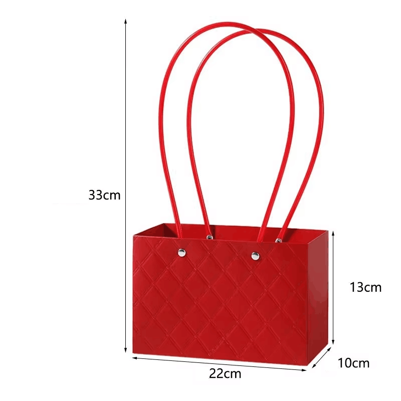 Rectangle Handbag Surface Rhomboid Embossing Waterproof Floral Bouquet Packaging Box Fresh Flower Paper Bag