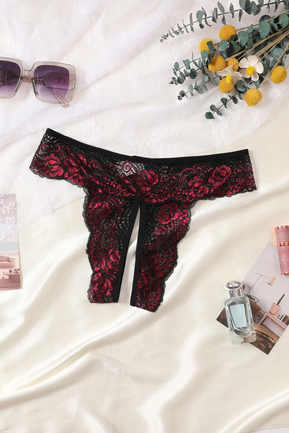 Sexy Crotchless Thongs Invisible Lace Underwear Women Comfortable Panties Intimates Underpants Low Waist Briefs Female Lingerie