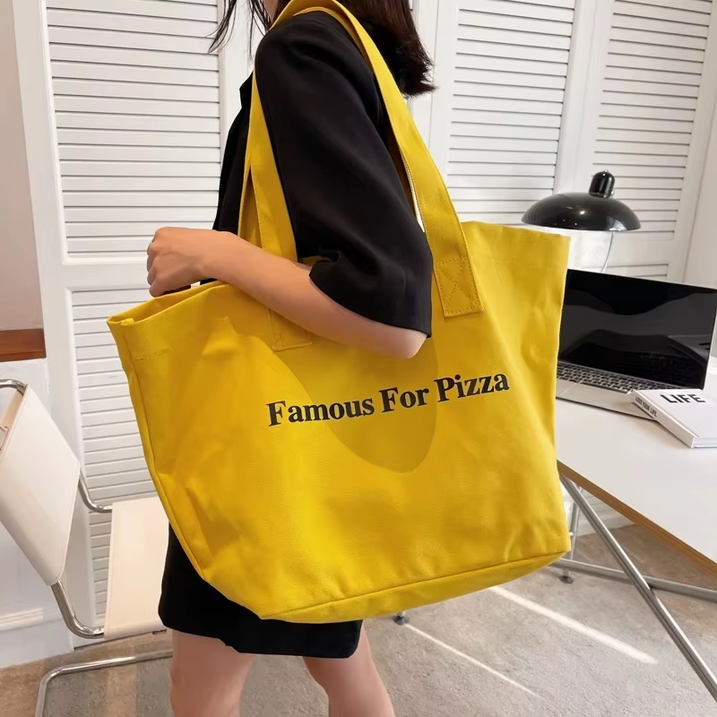 Custom Logo Popular Fashion Heavy Duty Large Personalized Eco Wholesale Shopping Cotton Canvas Tote Bag With Pocket