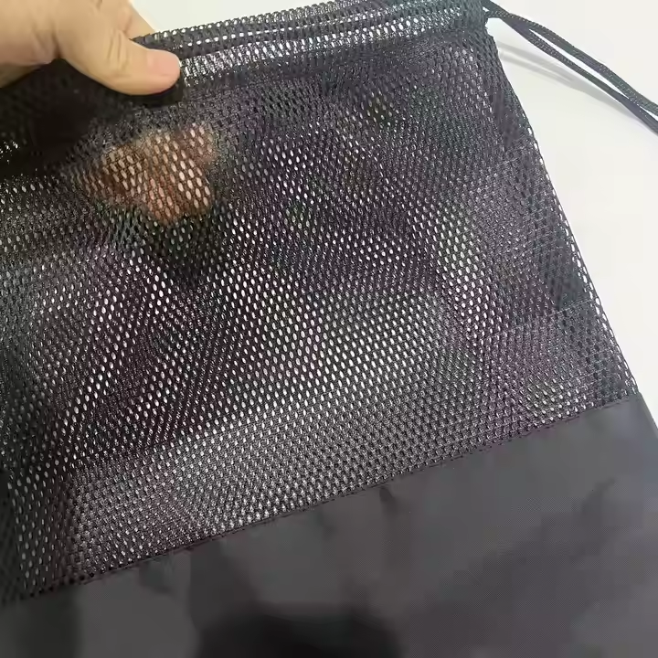 Custom Logo Printing Washable Bag Heavy Duty Mesh Polyester Nylon Drawstring Bag Sport Equipment Beach Storage Backpack Bag