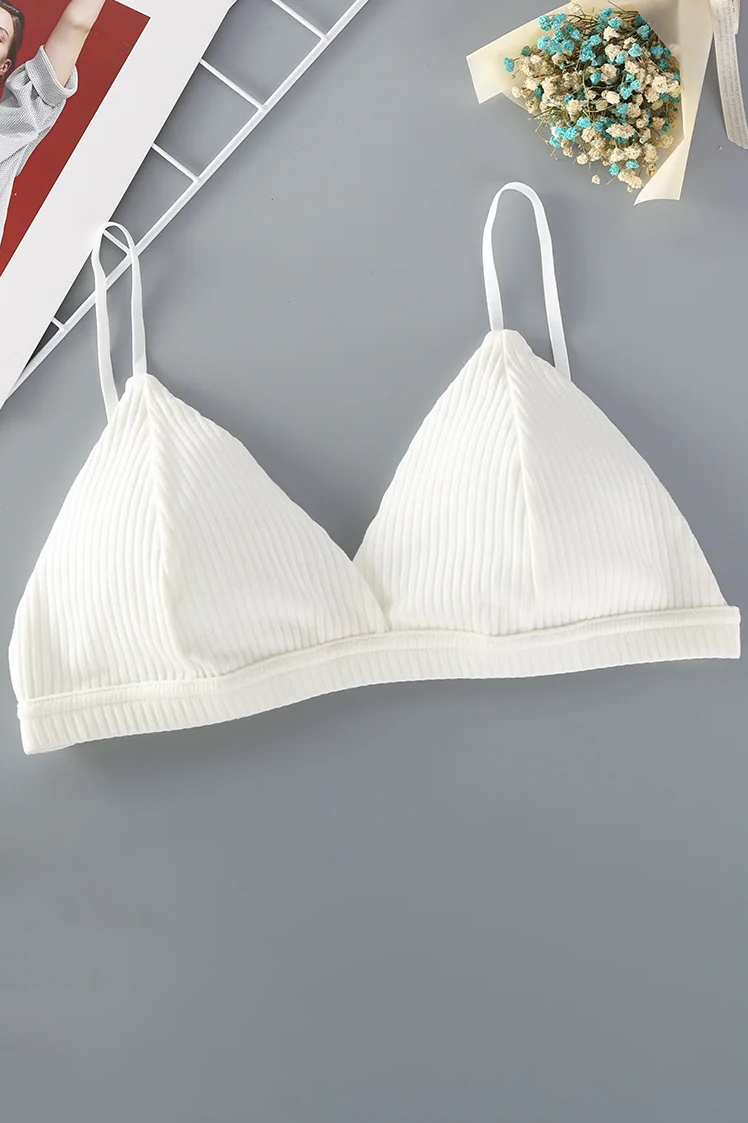 Women's Cotton Push-Up Bralette Solid Color Bras Seamless Wire-Free Brassiere Sexy Lingerie Simple Underwear for Female Girls