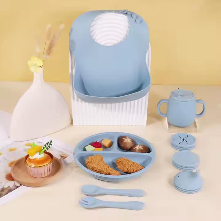 Top Seller Baby Supplies Silicone Baby Feeding Set Newborn Set Gift Baby Plate Set