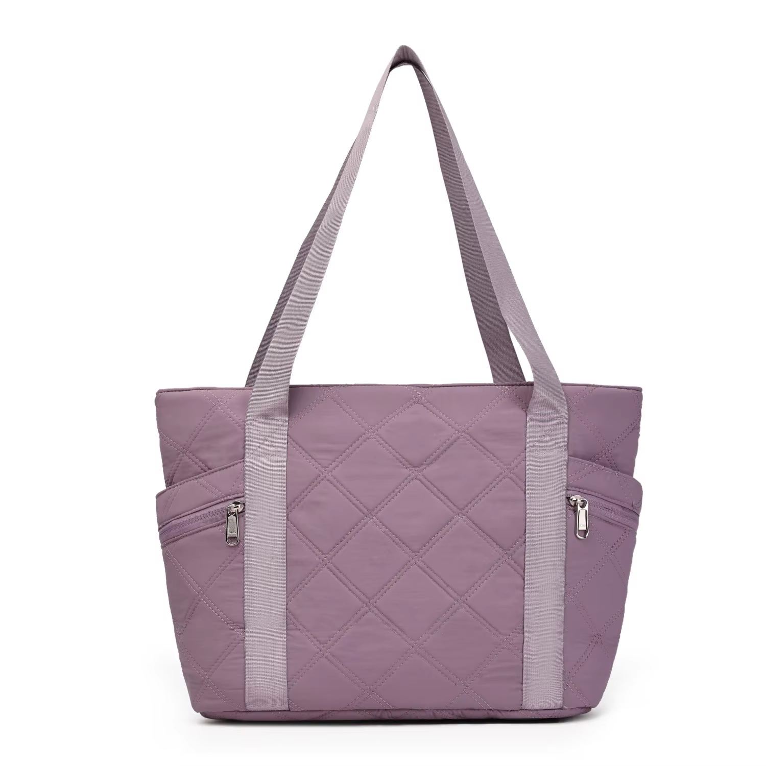 Large Capacity Casual Tote Travel Bag With Diamond Grid Luxury Polyester Shoulder Handbag